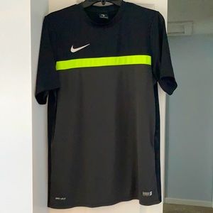 Nike drifit tshirt with neon green stripe accent